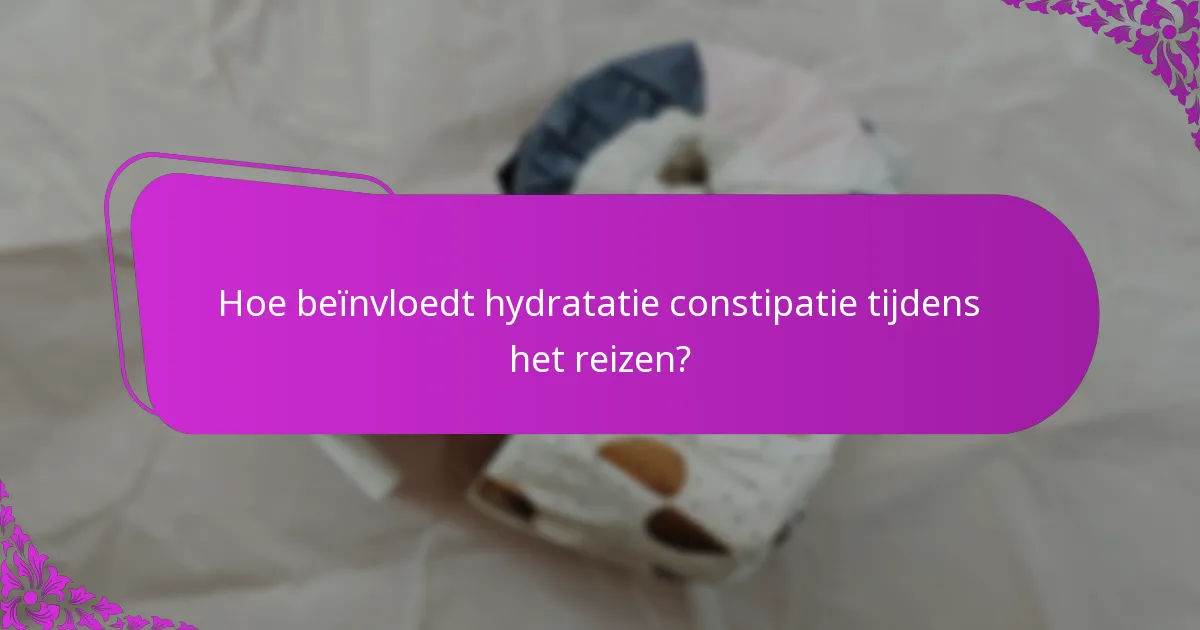 Hoe beïnvloedt hydratatie constipatie tijdens het reizen?