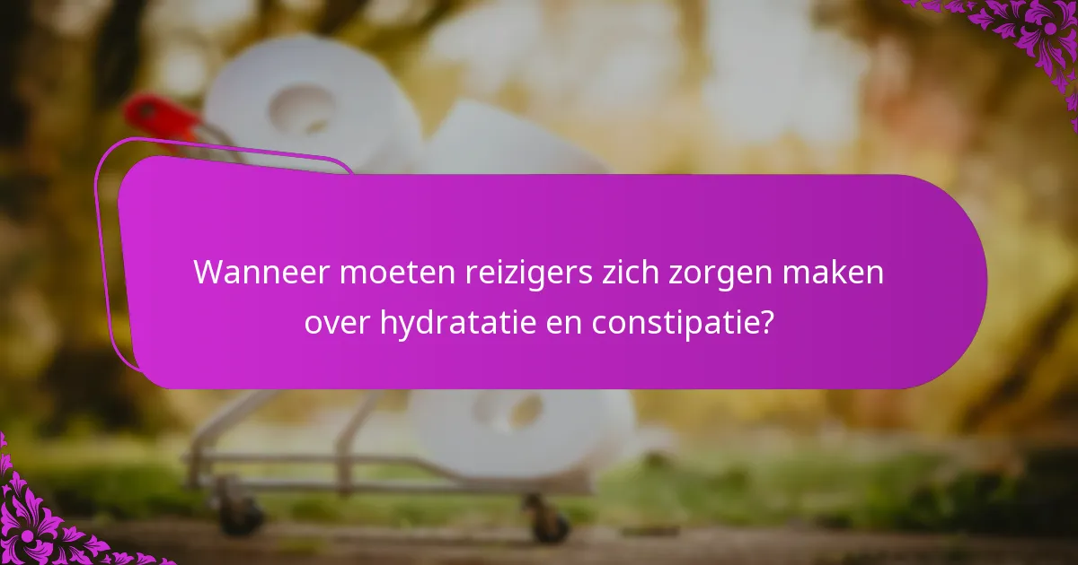 Wanneer moeten reizigers zich zorgen maken over hydratatie en constipatie?