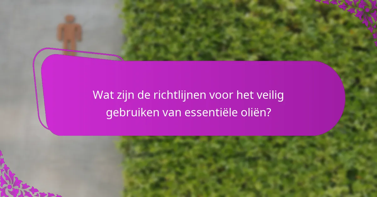 Wat zijn de richtlijnen voor het veilig gebruiken van essentiële oliën?