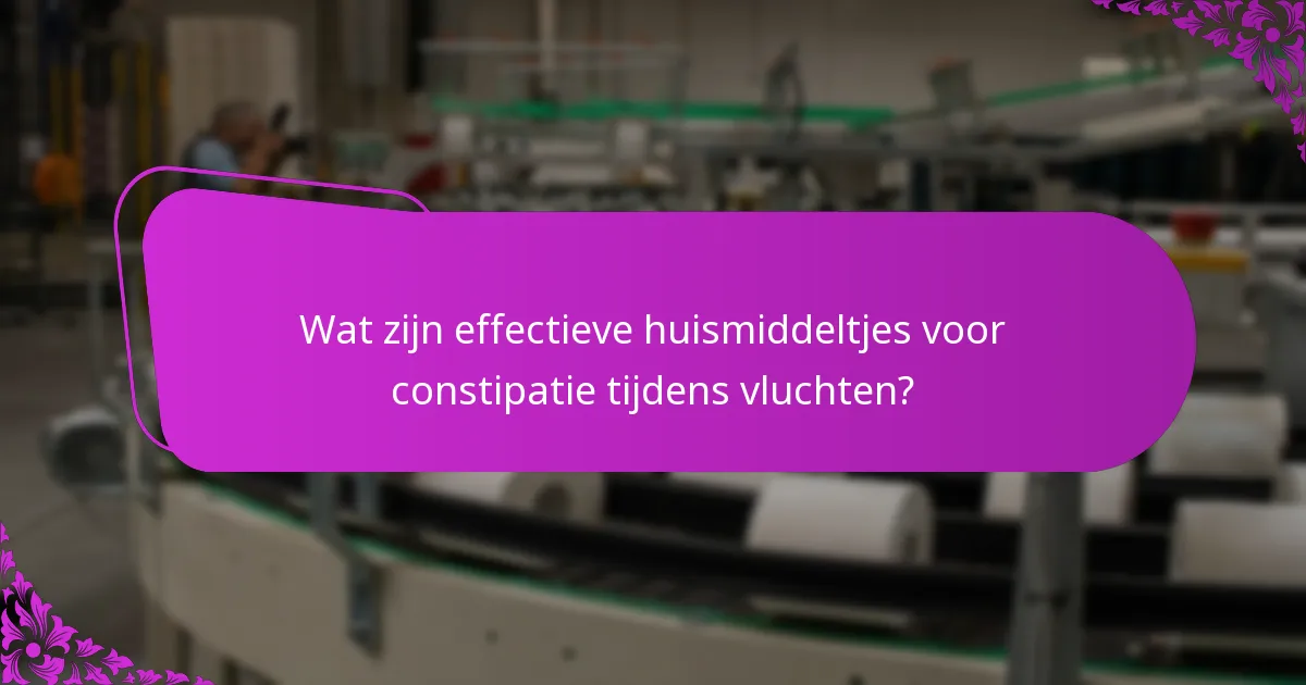 Wat zijn effectieve huismiddeltjes voor constipatie tijdens vluchten?