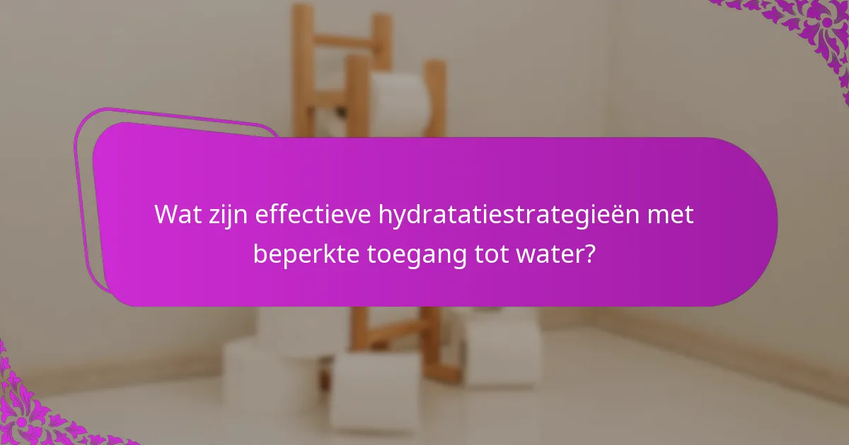 Wat zijn effectieve hydratatiestrategieën met beperkte toegang tot water?