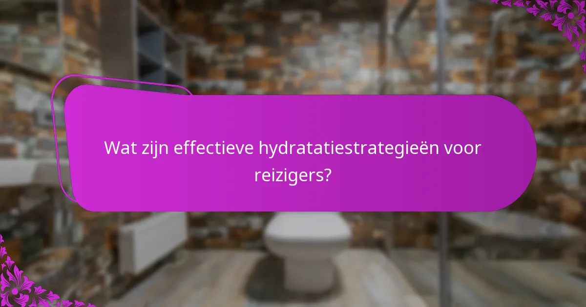 Wat zijn effectieve hydratatiestrategieën voor reizigers?