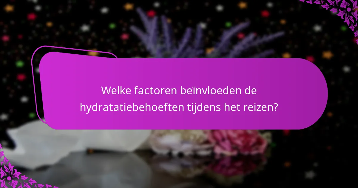 Welke factoren beïnvloeden de hydratatiebehoeften tijdens het reizen?