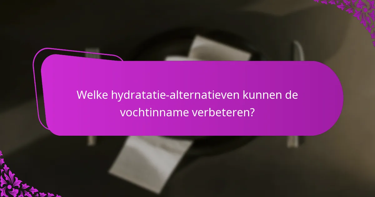 Welke hydratatie-alternatieven kunnen de vochtinname verbeteren?