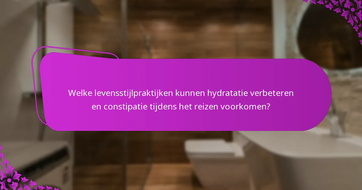 Welke levensstijlpraktijken kunnen hydratatie verbeteren en constipatie tijdens het reizen voorkomen?
