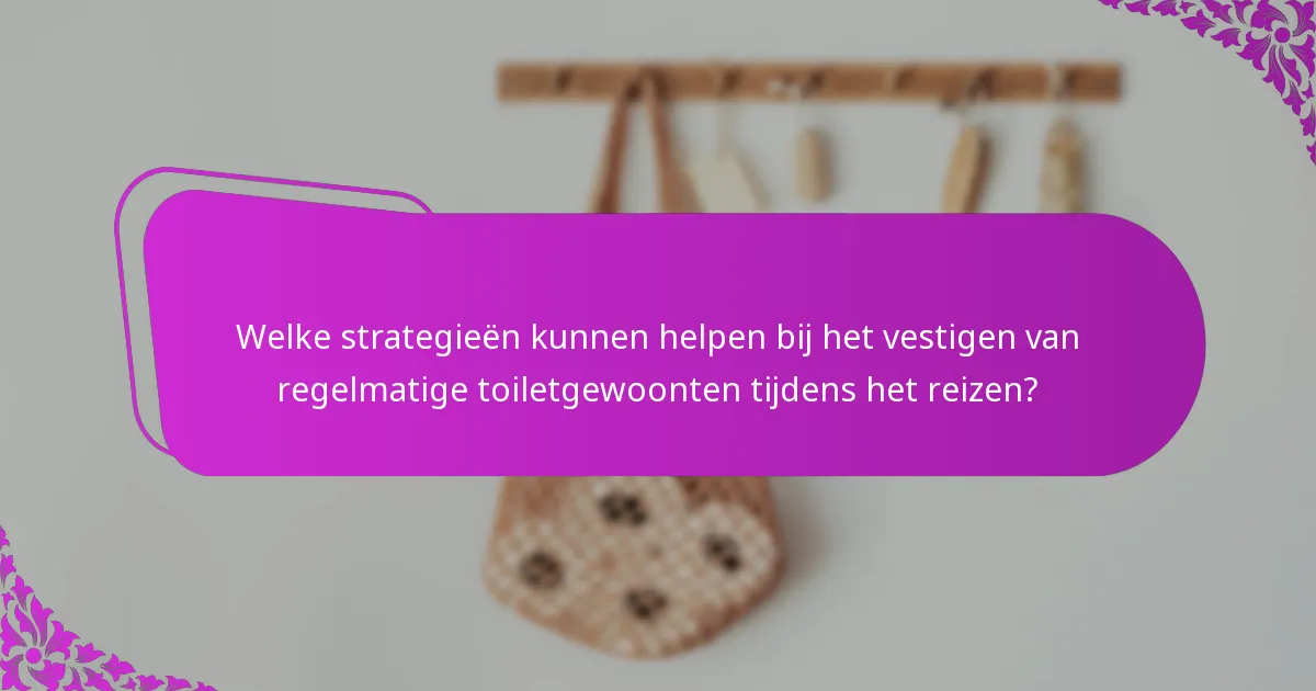 Welke strategieën kunnen helpen bij het vestigen van regelmatige toiletgewoonten tijdens het reizen?